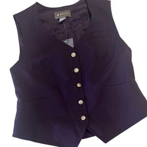Delta Land's End Deep Purple V Neck Button Up Vest Size 10P NWT